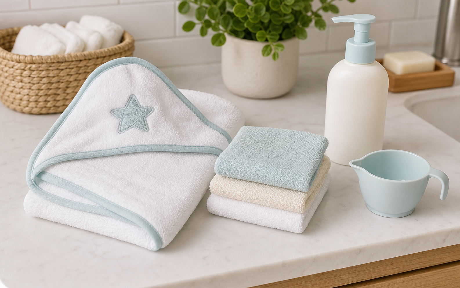 Hooded towels and gentle wash picture