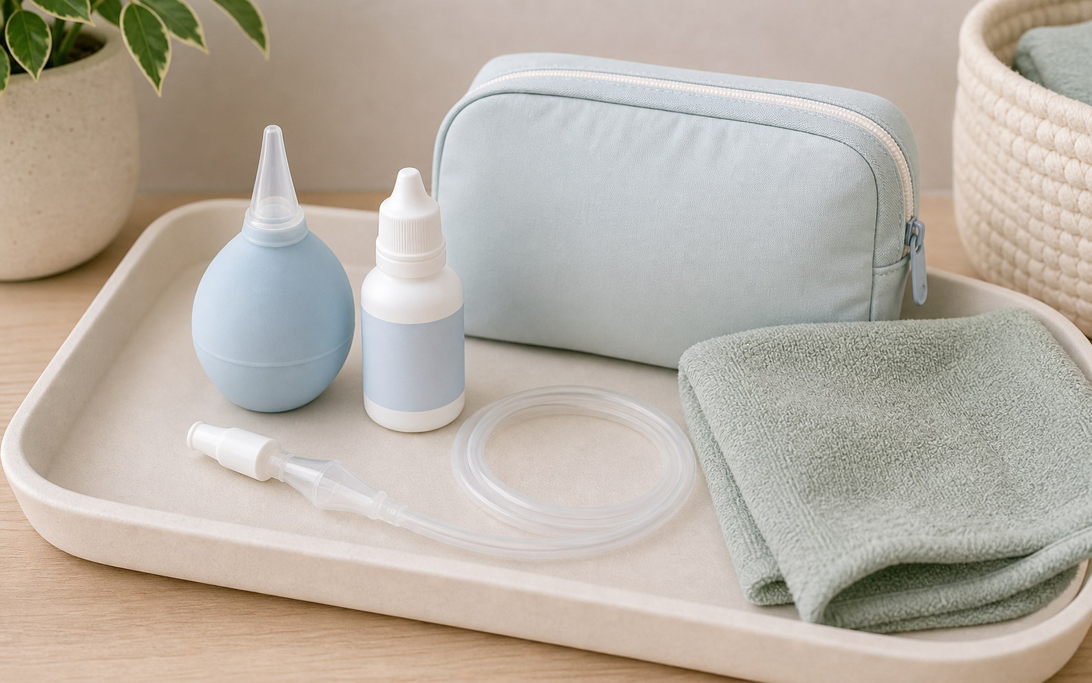 Nasal aspirator and saline drops picture