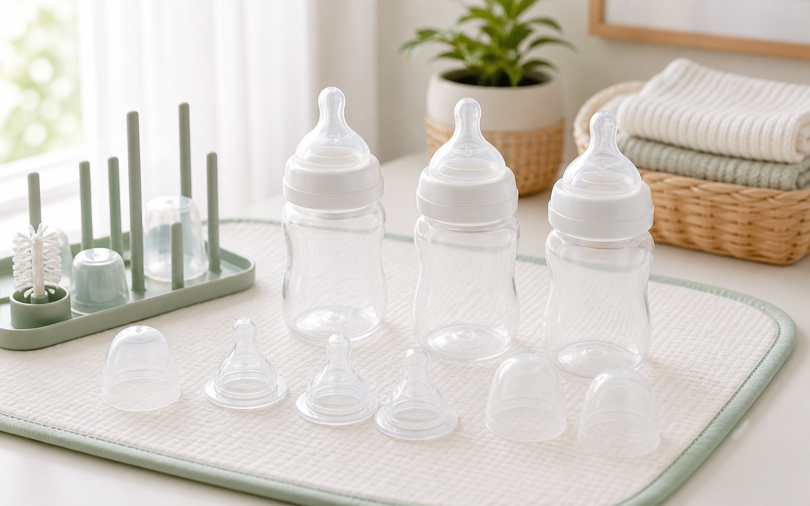 Slow-flow bottles and extra nipples picture