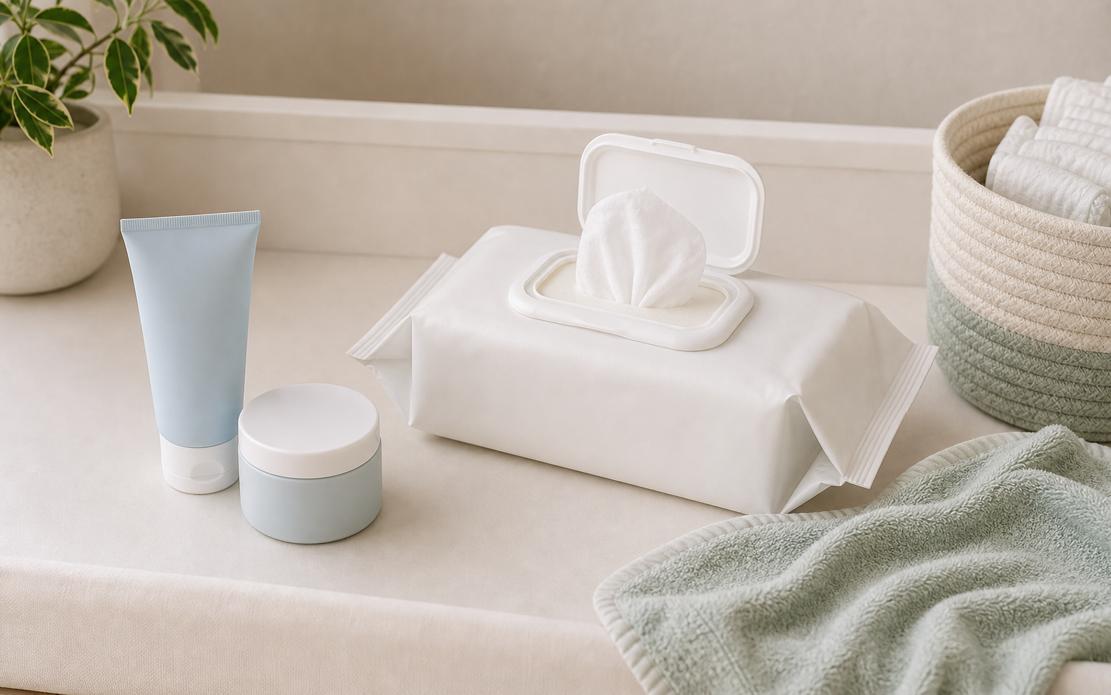 Fragrance-free wipes and barrier cream picture
